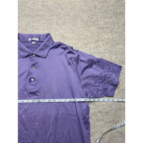 Peter Millar 100% Cotton Purple Print Short Sleeve Polo Shirt Men's Size XL - Picture 5 of 6